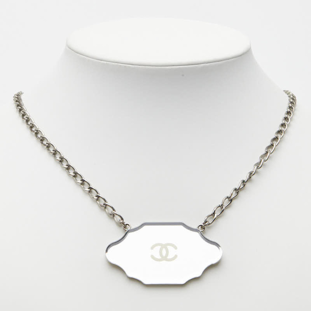CHANEL Authentic Silver Logo Necklace - Picture 6 of 6